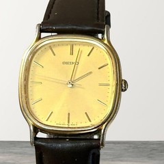 SEIKO Charriot 5P31-5160 Gold Tone Quartz Watch Genuine Leather Band