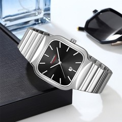 SKMEI Men Square Watch Steel Business Male Watch Date Week Display Wristwatch