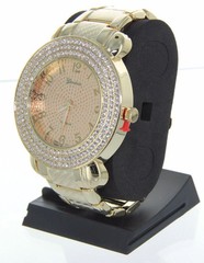 Geneva Men Hip-Hop Gold Plated Rapper’s Metal Band C. Zirconia Luxury Watch