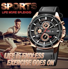 Top Men Watch Sports Style 46mm Large Leather Racing Style Casual Fashion