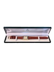 NOS Romanson Vintage Swiss Wrist Watch Brown Leather Women’s Prestige