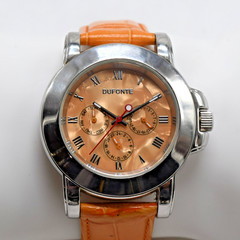 Unisex Dufonte by Lucien Piccard 727022OR All Steel 3 Register Orange Watch