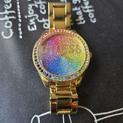 GUESS Gold Gradient Wristwatch Timepiece Gold Bracelet Crystal Dial Mens
