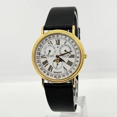 MOVADO 87-03-862 Moonphase Wristwatch Watch Quartz Triple Calendar Arm 19.5cm