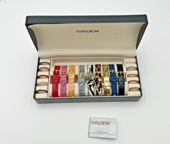 Vintage Ladies Boxed Set Gruen Watch Plus 10 Interchangeable Bands & 8 Bezels