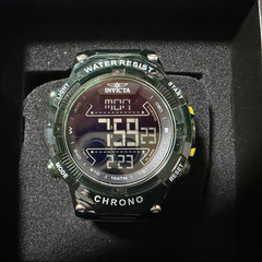 Invicta Racing Digital Watch Men Green Alarm Chrono Round Translucent New 49042