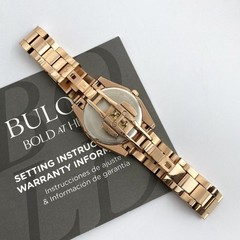 Bulova Surveyor 97P156 Womens Quartz Watch Grey Dial Rose Gold Diamond Stainless