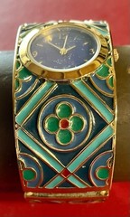 Metropolitan Museum Of Art Women Enamel Blue Dial Quatrefoil Pattern Watch 6 3/4