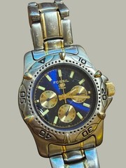 Fossil Blue CH-2005 Two-Tone Stainless Steel Quartz Chronograph Wristwatch Men’s