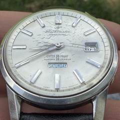 VTG! Seikomatic Weekdater Day Date Diashock 26 Jewels 6206-8990 Stainless Steel