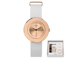 Timex Variety TWG020200 Ladies Rose Gold Watch Gift Set Extra Strap Bezels 34mm