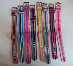 WOMEN’S COLORED STRIPE OR POLKA DOT 8 PIECES FABRIC BAND FOR WATCH OR OTHER USE