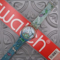 Swatch Watch HANG ON TIGHT Frog Fish GE170 Gent Vtg 2006 Case And Papers SCRATCH