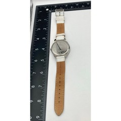 Guess Women’s Watch 37mm White on Silver – New Battery – Leather Band G75960L