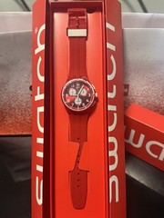 NEW🚨 Swatch SPREMUTA SUSR403 Red White Chronograph 42mm Swiss Watch