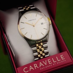 CARAVELLE By BULOVA classic white dial two tone – gold/silver – quartz watch