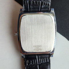 Vintage Seiko Slim Tank Quartz Men White Dial Dress Watch-Free Shipping