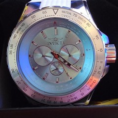 Invicta Men’s Aviator Quartz Analog Watch Blue Dial Day 24Hr Silver SS White