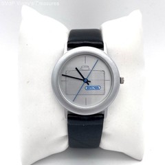 Rimowa Unisex Quartz Watch Silver Suitcase Graphic Dial Black Leather Strap