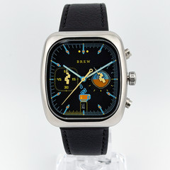 Brew 8-Bit Chronograph Blue Dial 38mm Meca-Quartz Sapphire Watch Full Set UK