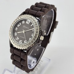 38MM Women’s Watch Dark Brown Dial Dark Brown Plastic Bands NEW Battery