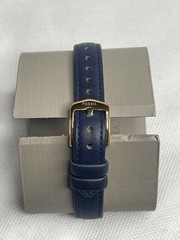 Fossil Floral Jacqueline Blue Rose Gold Watch Leather Band Engraved Music Note
