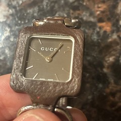 GUCCI 130.5 Used Horsebit 1921 Collection Quartz Watch Brown Silver Leather 25mm