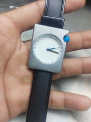 The Azure Horizon Arctic White & Midnight Blue Rectangle Wrist Watch for Mens