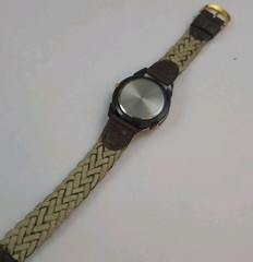 Pearl Quartz Southwest Skull Cover Watch Braided Leather Native NON WORKING READ