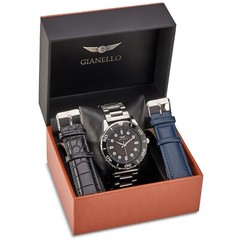 Gianello Regal Two Tone Interchangeable 3 Strap Watch Set