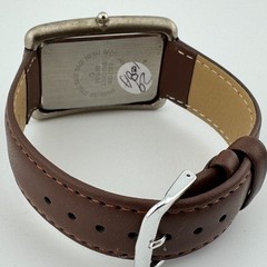 Eastern Watch NY Quartz Men Silver Rectangle Leather Japan Analog New Battery