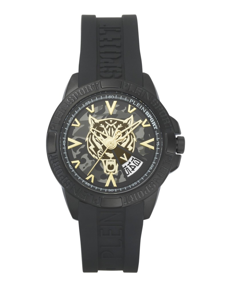 Plein Sport Mens Black 44mm Strap Fashion Watch