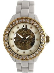 [B1R] TKO Orlogi Women’s Ceramic Mechanical Skeleton White Watch [g9n]