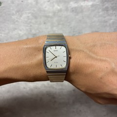 Vintage SEIKO Dolce 9531-5140 Tonneau Watch Tungsten Two-Tone Quartz Japan