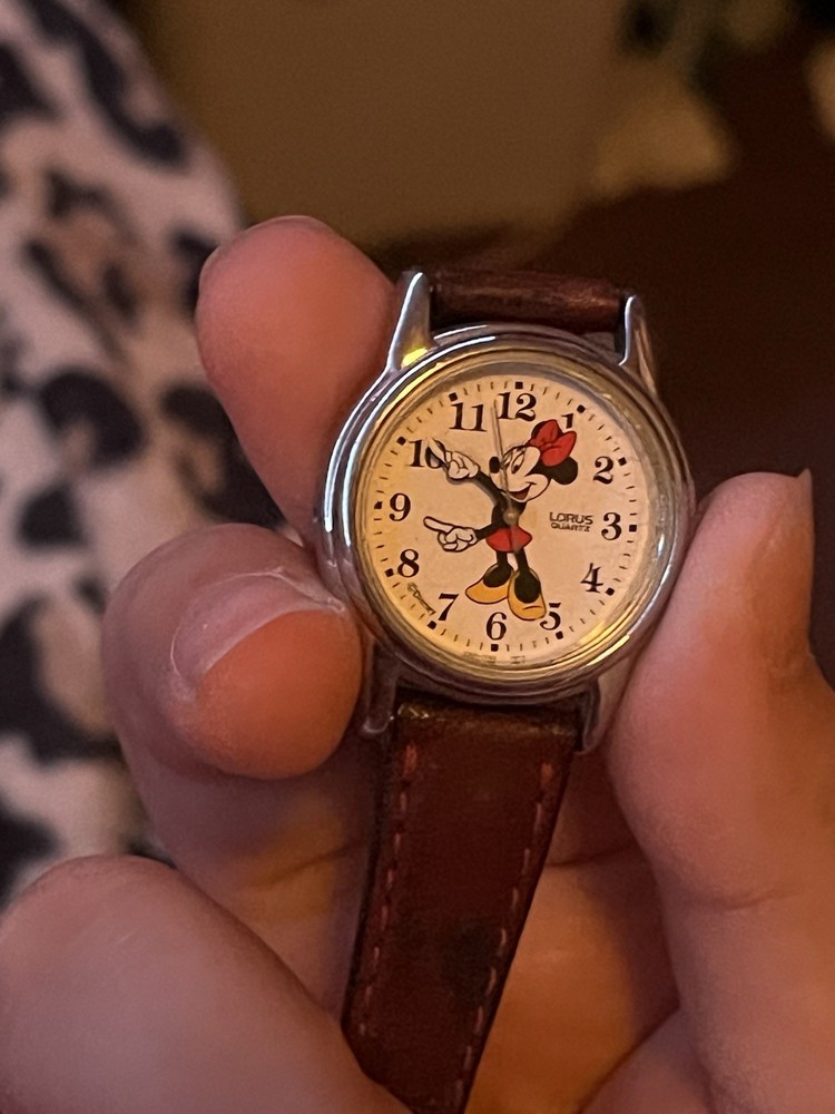 Lorus Disney Minnie Mouse Women’s Quartz Analog Watch Brown Leather Strap