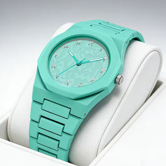 Macaron-colored Male Watch Casual Quartz Wristwatch with Plastic Strap