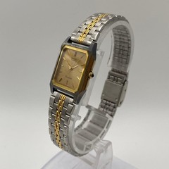 SEIKO Exceline 1221-5020 Womens Quartz Square Dress Watch Gold Silver 19.5mm