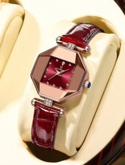 POEDAGAR Watch for Women Hot Sale Fashion Leather Band Diamond Dial Square Wrist