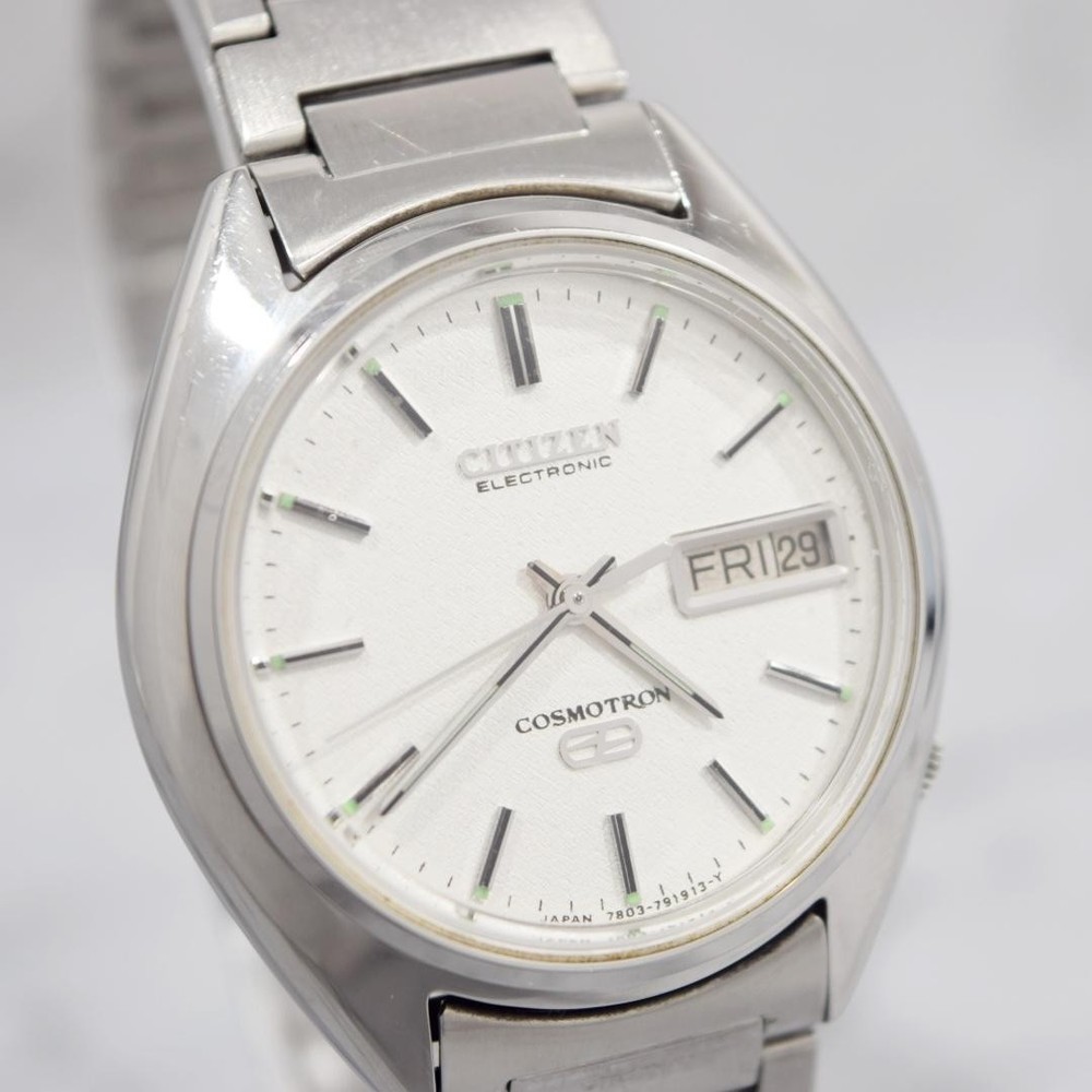 CITIZEN COSMOTRON 4-791096 TA Silver Dial Quartz Men’s Watch Used Working #44