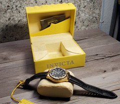 Invicta 30186 Objet D’Art Gold President Day Date Black Leather Quartz Variant