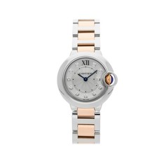 Cartier Ballon Bleu Steel Rose Gold Quartz Diamond Dial 28mm Watch WE902030