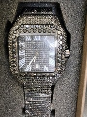 AJ Black Iced Out Cartie Style Men’s Watch 43mm Date Black Crystal…