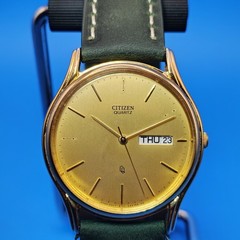 Vintage 1988 Citizen Day-Date 32mm Mens Quartz Watch New Strap Missing Indicies