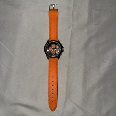 Ed Hardy 45mm Gray Sunburst Dial Dragster Orange Mens Watch DR OR-0709