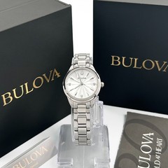 Bulova Sutton 96P219 Quartz Women’s Watch Diamond White Dial Silver Band 28mm