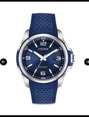 Citizen AW1158-05L 45mm Silver Stainless Steel Case with Blue Polyurethane Strap