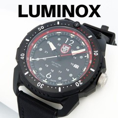 LUMINOX XL.1051 Military Black Red Dial Rubber Fabric Band Men’s Watch Boxed