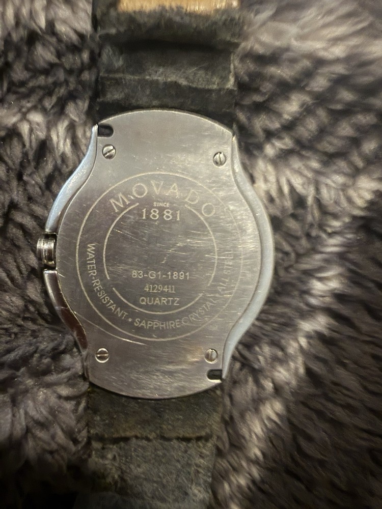 Movado Museum Quartz Sapphire Water-Resistant Black Dial Black Leather Strap