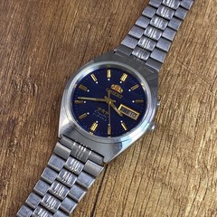 Orient Crystal 3 Stars Blue Wave Vintage automatic 21 jewels Japan mens watch