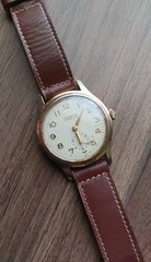 50’s Yeoman Mens Manual-15 Jewels-10M Gold Plated-Sub Dial Second-Runs Great-EUC